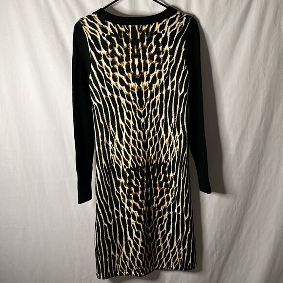 Vince Camuto Animal Print Sweater Dress Black Brown Beige Size Small - Picture 5 of 8